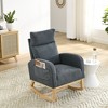 27.6"W Teddy Fleece Modern Accent High Backrest Lounge Arm Rocking Chair with Two Side Pockets, Sturdy Wood Frame and Gentle Rocking - 3 of 4