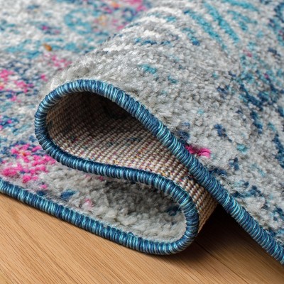 Madison Denim Blue & Purple 8' x 10' Boho Chic Synthetic Area Rug