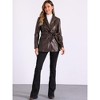 Allegra K Women's Faux Leather Button Down Notched Lapel Tie Waist Blazer Jackets with Pocket - 3 of 4