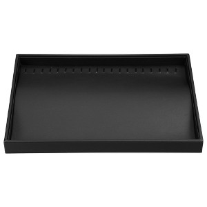 Unique Bargains PU Leather Stackable Jewelry Tray, Necklace Tray Drawer Organize Tray for Necklace Showcase Black - 1 of 4