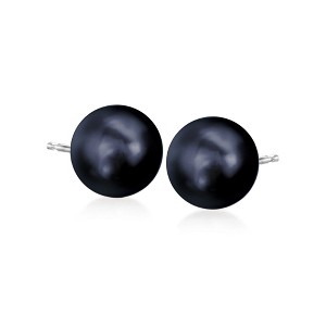 Ross-Simons 10-11mm Black Cultured Pearl Stud Earrings in 14kt White Gold - 1 of 4