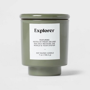 Forest Exterior Painted Glass w/ Glass Lid Fresh Air and Sea Salt "Explorer" 7oz - Room Essentials™ - 1 of 3
