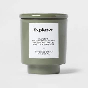 7oz Forest Exterior Painted Glass with Glass Lid Explorer Candle Green - Opalhouse™