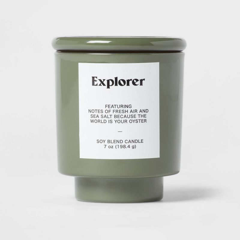 7oz Forest Exterior Painted Glass with Glass Lid Explorer Candle Green - Opalhouse&#8482;, 1 of 5