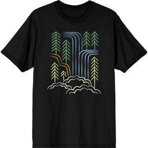 Adventure Society Waterfalls & Pine Trees Crew Neck Short Sleeve Adult T-shirt - 1 of 2