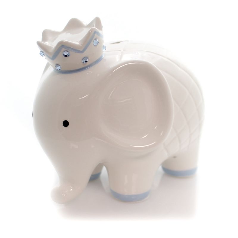 Child To Cherish 7.75 In White/Blue Coco Elephant Bank Baby Hand Painted Decorative Banks, 4 of 5