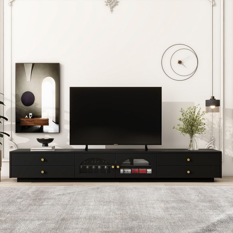 Luxurious TV Stand with Fluted Glass Door, Elegant and Practical Media Console for TVs up to 90" - ModernLuxe, 2 of 13