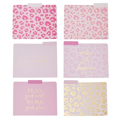 Paper Junkie 12 Pack Pink Leopard File Folders for Filing Cabinet, Office & School Supplies (11.5 x 9.5 in)