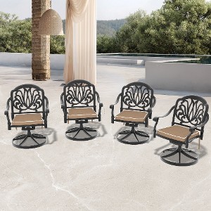 Lyngins 2-Piece Cast Aluminum Outdoor Swivel Chair with All-Weather Cushions, Exquisite Carved Patterns, Patio Accent Chair for Dining/Relaxation - 1 of 4