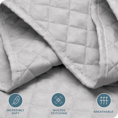 Twin Light Grey Microfiber Quilted Coverlet Set