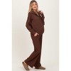 Pinkblush Brown Ribbed Half Zip Pullover Wide Leg Pant Maternity Set - 3 of 4