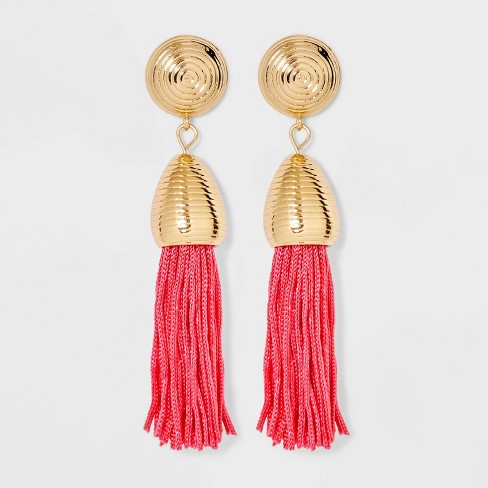 Sugarfix By Baublebar Threaded Tassel Statement Earrings Pink Target