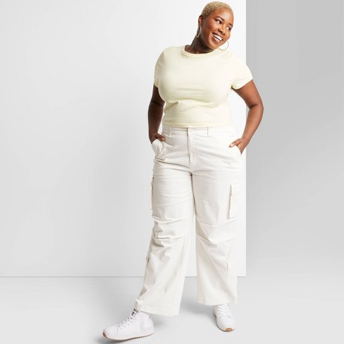 Women's High-rise Cargo Utility Pants - Wild Fable™ Off-white 4x : Target