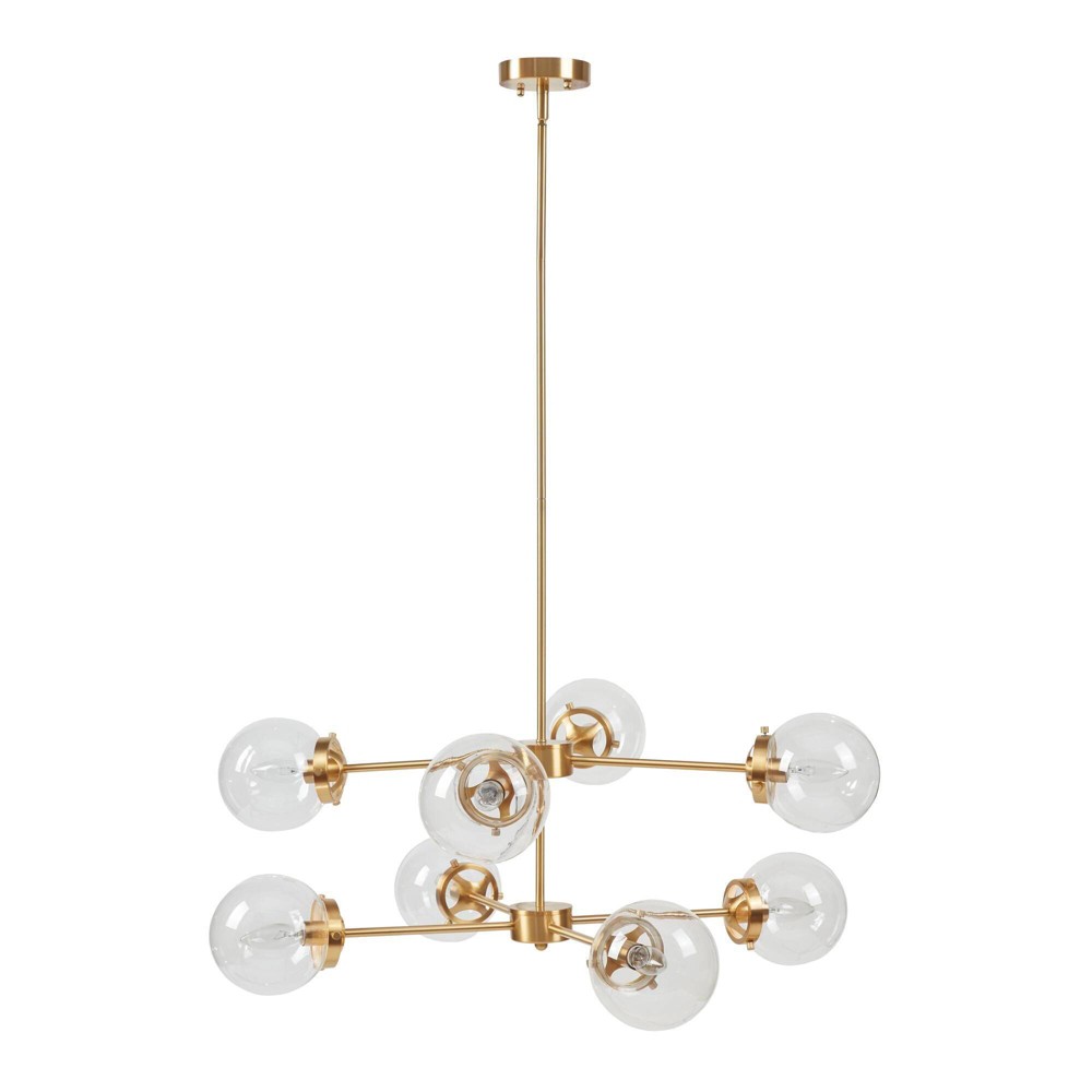 Ink+Ivy 34"x44" Calista 8-Light Chandelier: Adjustable, UL Listed, Iron & Glass Fixture