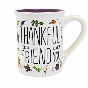 Enesco 4.5 Inch Thankful For A Friend Mug Acorns Leaves Flowers Mugs - 1 of 3