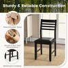 Tangkula Wooden Dining Chair Set of 4 Kitchen Side Chairs w/ Rubber Wood Frame Ladder Back Black - 4 of 4