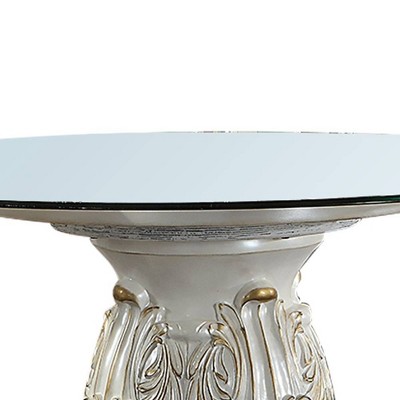 Vendome Antique Pearl Round Wood and Glass Dining Table