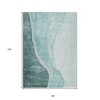 Teal Blue Aqua And Mint Green Abstract Washable Indoor Outdoor Area Rug - 2 of 4