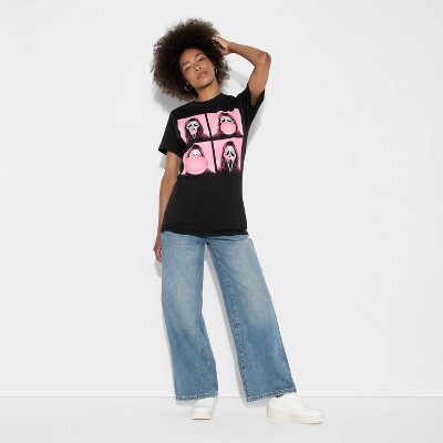 Women's Scream Bubble Boyfriend Short Sleeve Graphic T-Shirt - Black