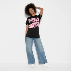 Women's Scream Bubble Boyfriend Short Sleeve Graphic T-Shirt - Black - 1 of 3