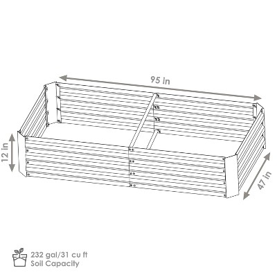 Sunnydaze 4' x 8' Silver Galvanized Steel Raised Garden Bed