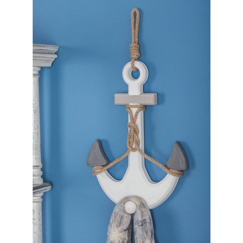 Wooden Anchor Wall Decor with Hanging Rope White - Olivia &#38; May, 4 of 8