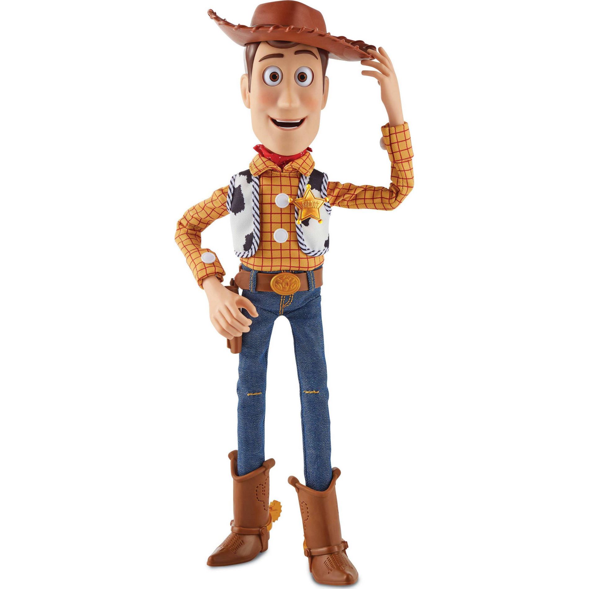 Disney and Pixar Toy Story 5 Ultimate Action Woody Figure, Simple & Animated Mode, 16" Posable