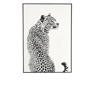40"x28" Canvas Leopard Framed Wall Art with Black Spots White - Olivia & May: Eclectic Bohemian Decor, Animal Subject - 1 of 4
