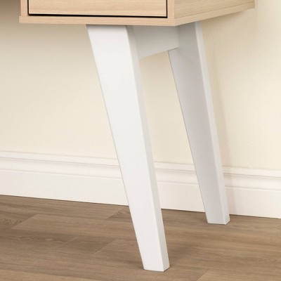 Soft Elm Scandinavian Computer Desk with Power Outlet and USB Ports