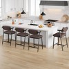 Set of 2 Counter Height Bar Stools with Arms, Upholstered Seats & Footrest, Metal Frame Stools for Kitchen Island - 3 of 4