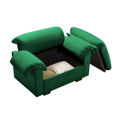 NicBex Couches for Living Room Modern  Accent Chair Couch Velvet Fabric Upholstered Single Sofa With Fluffy Pillows and Storage Function