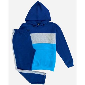 Men’s 2-piece Heavy Duty & matching Sweatpants Pullover Hoodie suit with stand - 1 of 4