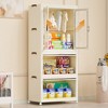 DOMETOUR Portable Wardrobe Closet Organizer with Magnetic Doors, 4 Cubes, Hanging Rod, 10 Hangers, Baby Storage Cabinet, White - 2 of 4