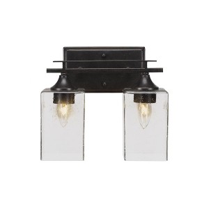 Toltec Lighting Uptowne 2 - Light Vanity in  Dark Granite with 4" Square Clear Bubble Shade - 1 of 1