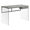 Monarch Specialties Computer Desk Home Office Laptop Storage Drawers 48InchL Work Tempered Glass Laminate Grey Clear Contemporary Modern - 2 of 4