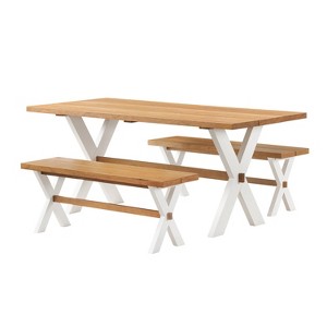 72" Chelsea Dining Table with 2 Benches Warm Cherry - Alaterre Furniture: Solid Birch, Seats 6 - 1 of 4