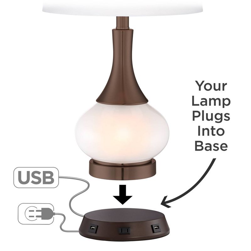 360 Lighting Modern Workstation Table Lamp Base with USB and AC Power Outlet Universal Charging Bronze Touch On Off Living Room, 2 of 7