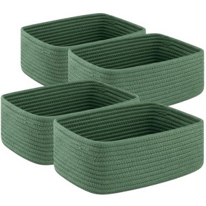 Aoibox Small Woven Rope Storage Baskets Green 4 Pack Mini Decorative Closet Organizer for Towels Baby Nursery Shelf - 1 of 4