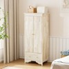 Wooden Color 2 Doors 1 Drawer Armoire - 2 of 4