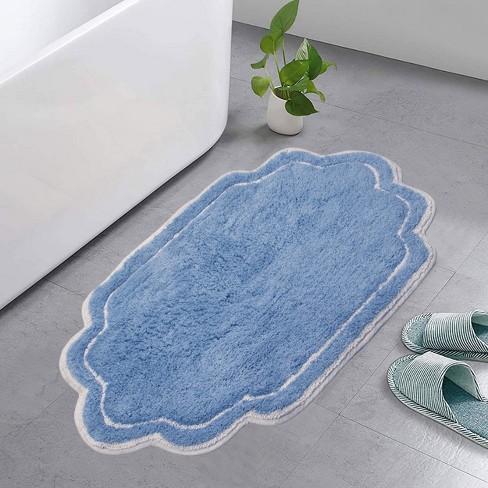 21"x34" Allure Collection Blue Cotton Tufted Bath Rug - Home Weavers ...