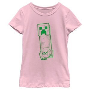 Girl's Minecraft Creeper Outline T-Shirt - 1 of 4