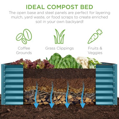 Peacock Blue 6x3x2ft Outdoor Metal Raised Garden Bed Planter