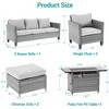 Sonkuki 6 Pieces Patio Sofa with Rectangle Fire Pit Table and Ottomans, Wicker Conversation Couch, Navy Blue Cushion - 3 of 4