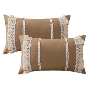 REGALWOVEN Boho Modern Striped Decorative Throw Pillow Cover for Living Room Bed Sofa 2 Pcs - 1 of 4