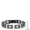 Steeltime Men's two tone black ip stainless steel and white ip stainless steel bicycle chain link bracelet - 3 of 4