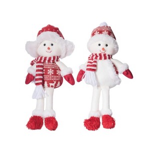 Transpac Christmas Plush Cutie Snowman Shelf Sitter Set of 2 Christmas Home Decorations - 1 of 1