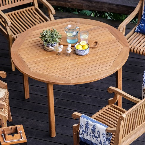 Sherwood Teak Round Dining Table Light Brown Cambridge Casual