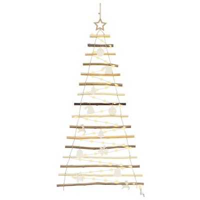 vidaXL Christmas Tree with 50 LEDs Natural 47.2" Solid Ash wood