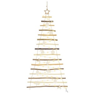 vidaXL Christmas Tree with 50 LEDs Natural 47.2" Solid Ash wood - 1 of 4