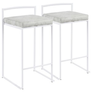 Metal Stackable Counter-Height Contemporary Stool with Padded Seat, Set of 2 for Kitchen or Home Bar - 1 of 4